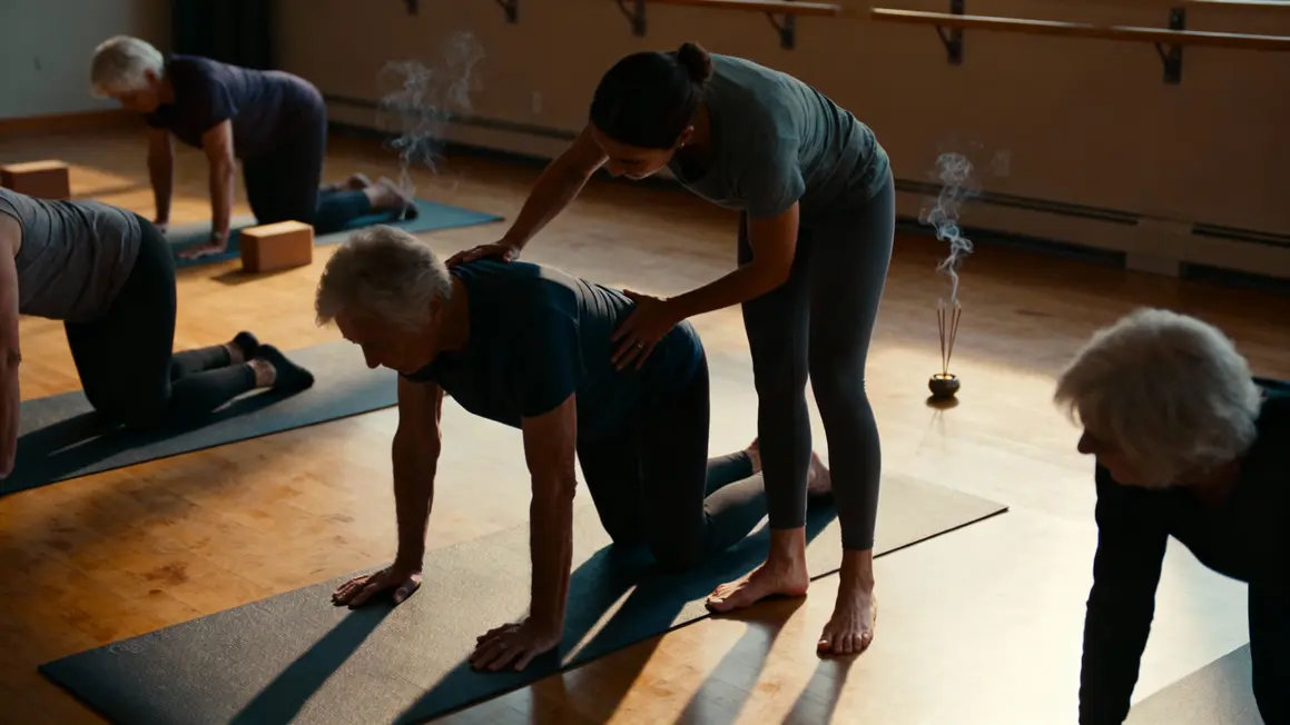 Instructrice et seniors lors d'une séance de Pilates sérénité