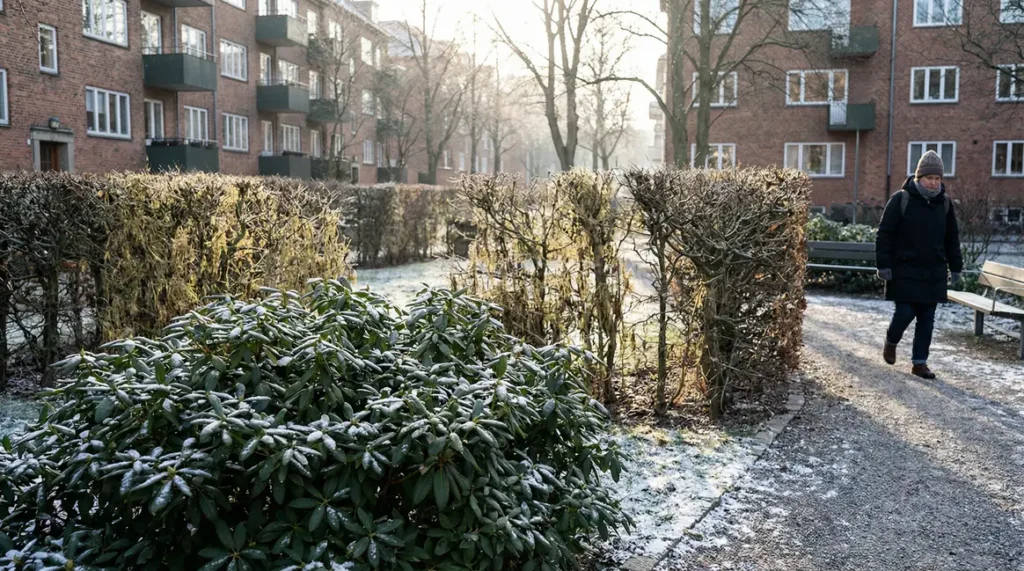 Pittosporum tenuifolium dense vert en hiver