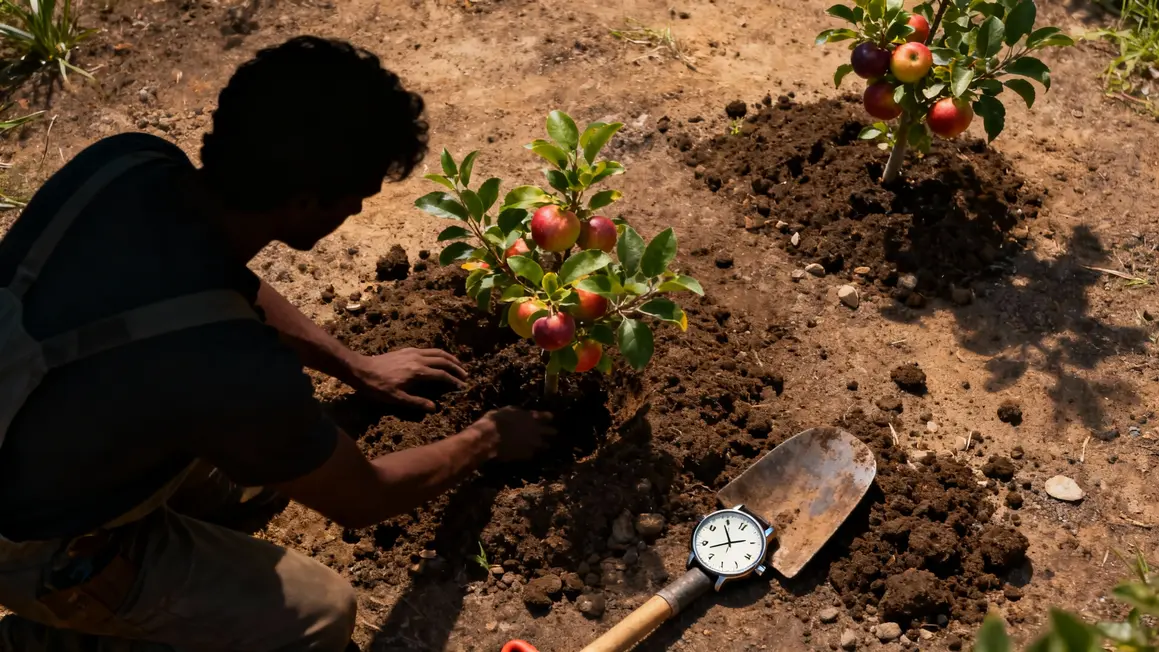 Plantation express arbustes petits fruits terre nue jardin
