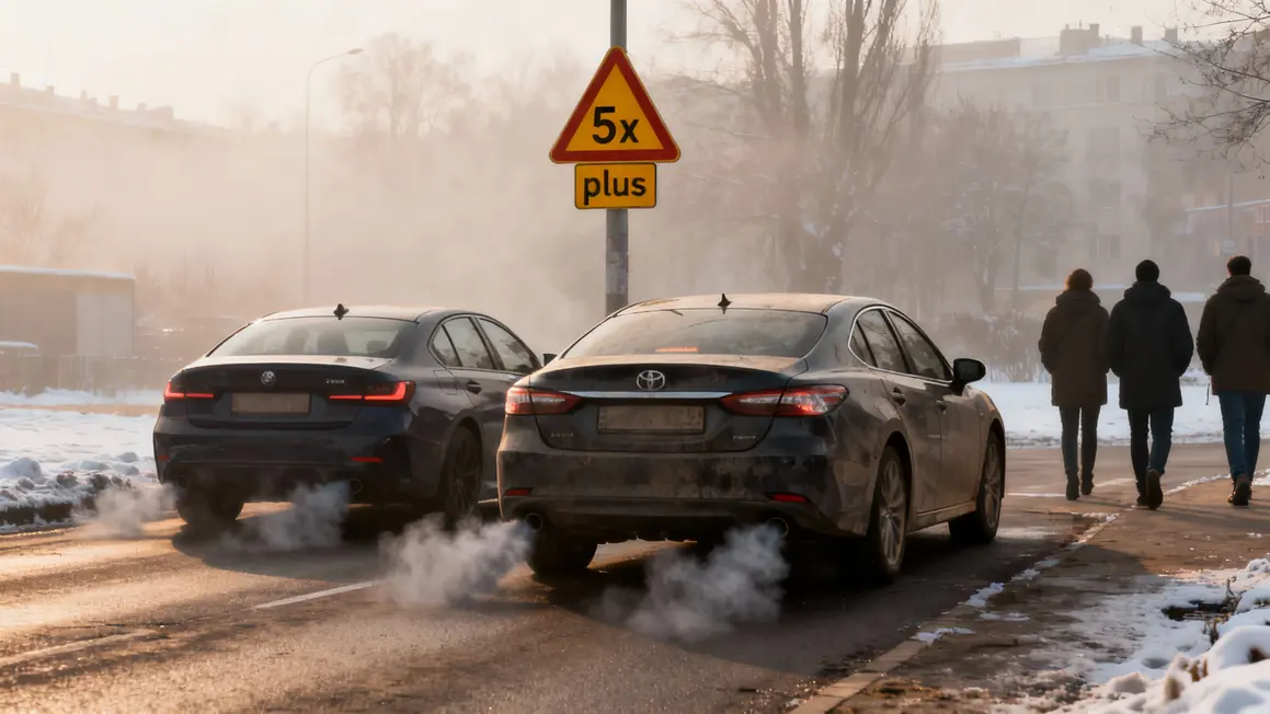 Pollution voiture moderne prechauffage hiver ville