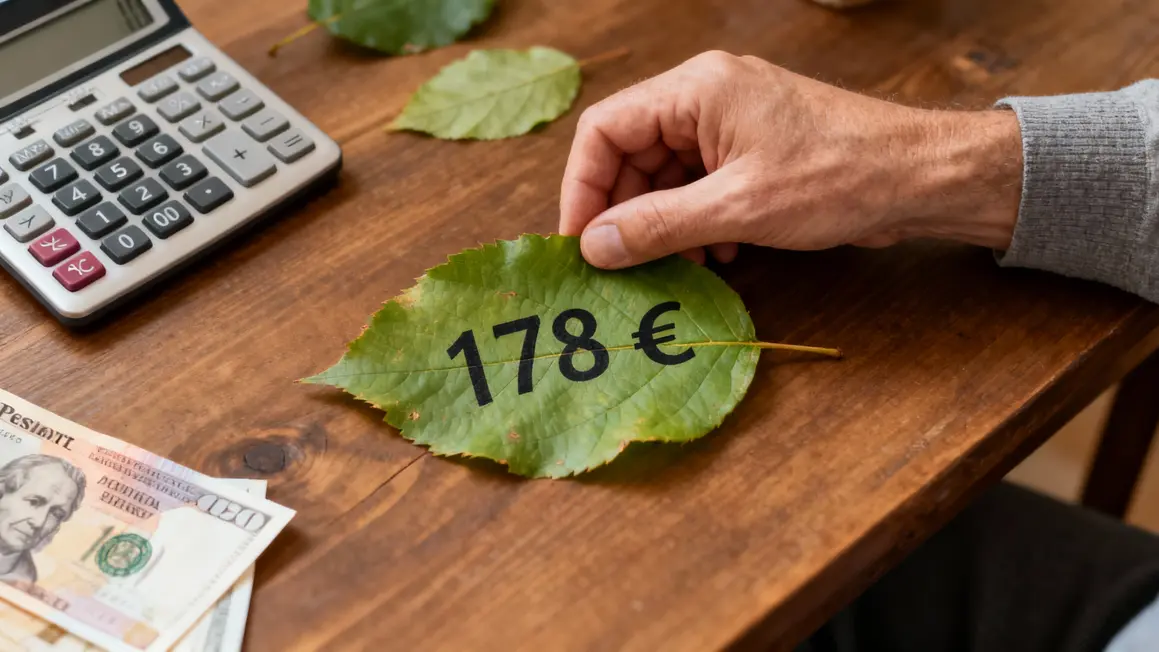 Calculatrice et feuille montrant 178 euros prélevés sur pension