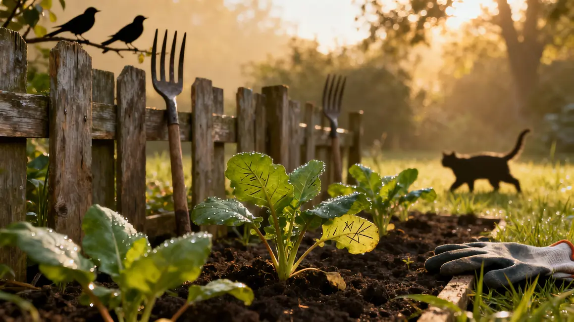 potager barriere fourchettes traces griffures