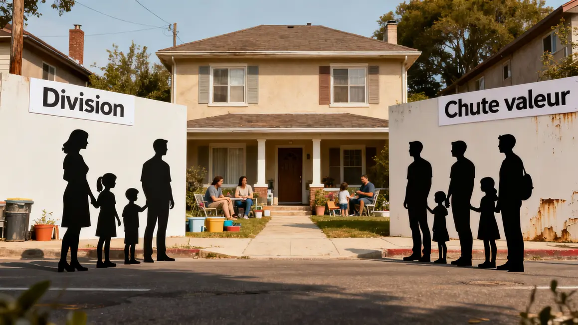 Quartier partagé, familles opposées, division immovilière