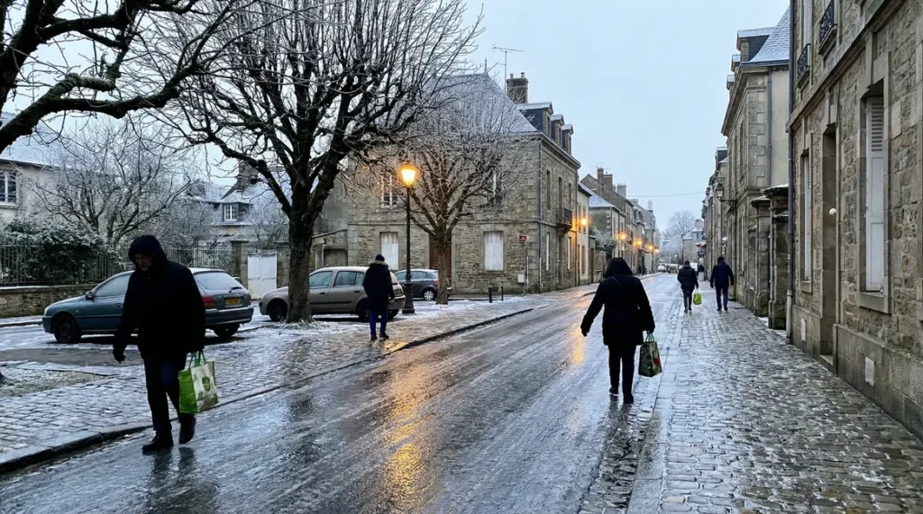Quartier gels trottoirs verglacés hiver