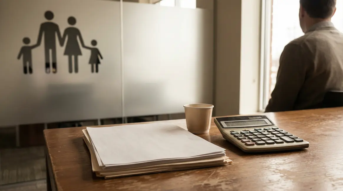 bureau administratif documents fiscales silhouettes familles