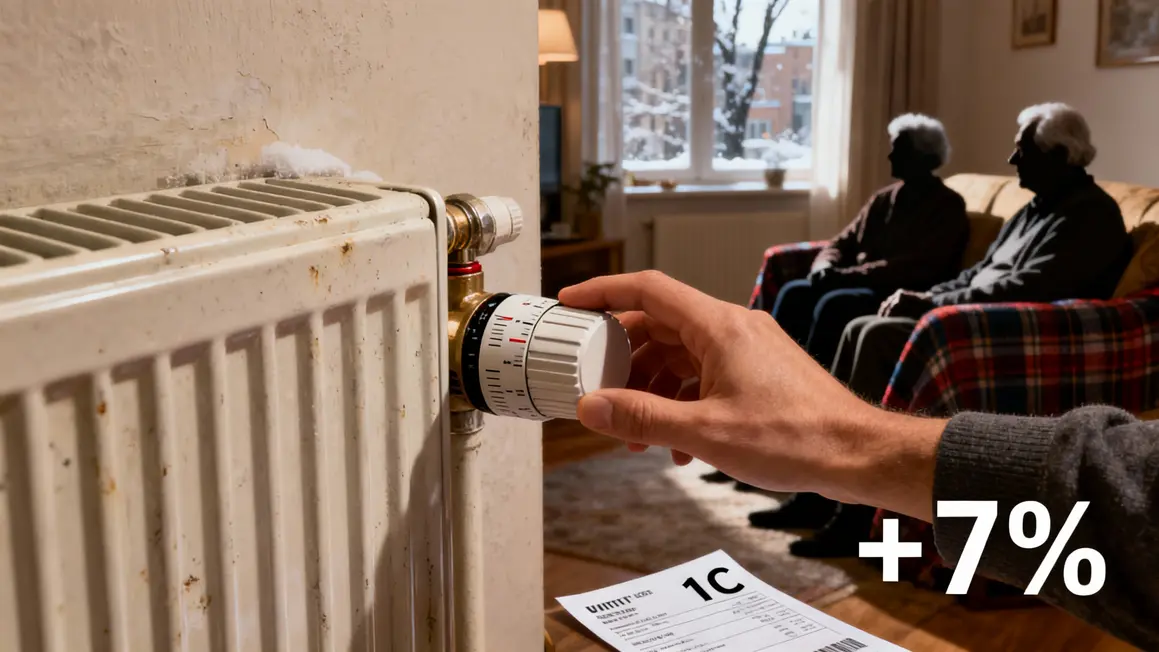 Thermostat hausse chauffage main chiffre 1C 7 pourcent