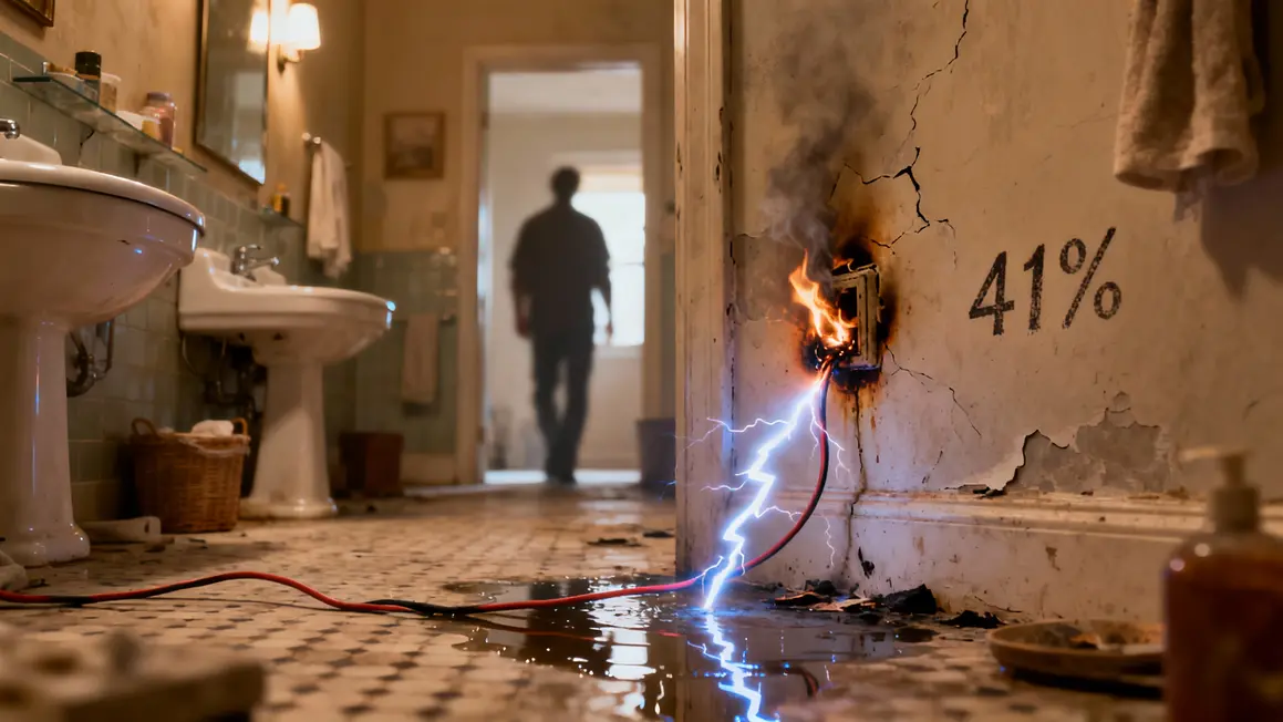 Début incendie choc électrique salle de bains 41