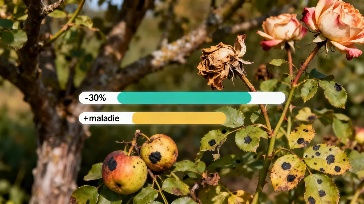 Arbres rosiers non taillés maladies fruits flétris