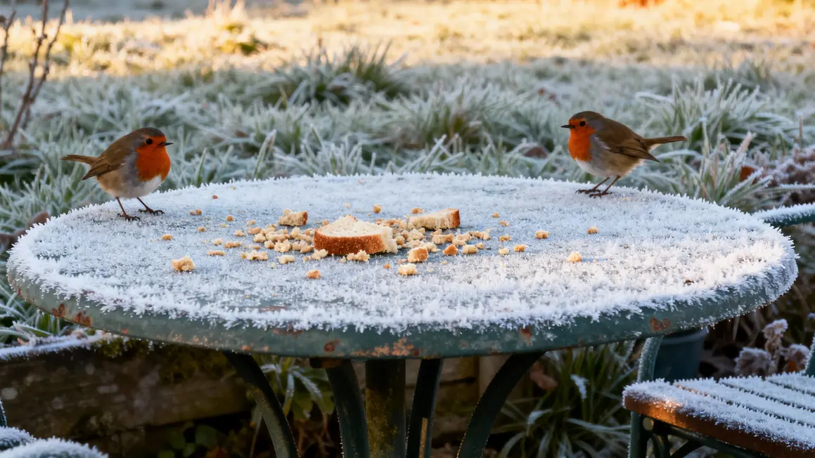 rougegorges immobiles matin froid jardin Sillé-le-Guillaume