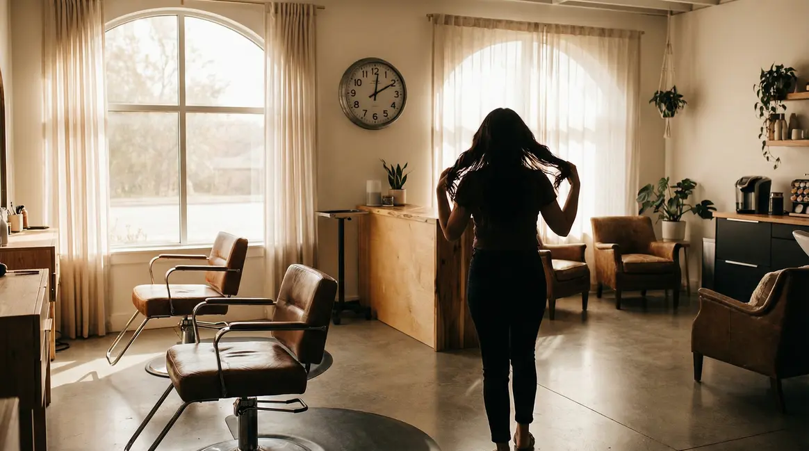 Coiffure idéale lumière naturelle en salon à 14h
