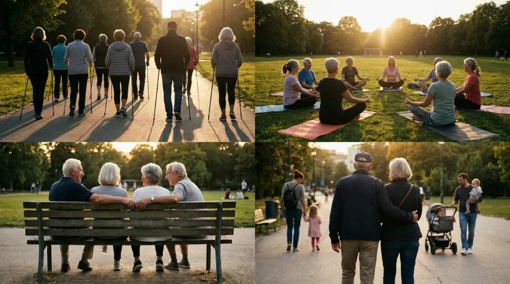 groupe seniors actifs parc urbain 65 ans