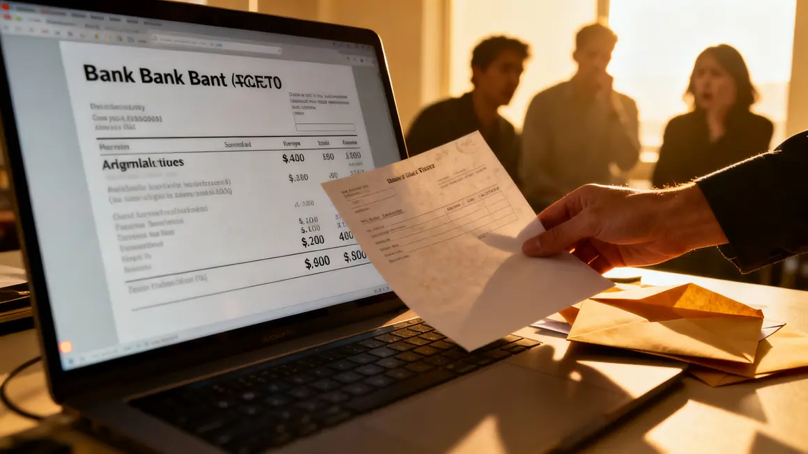 ecran bancaire ligne anormale enveloppes main soucis