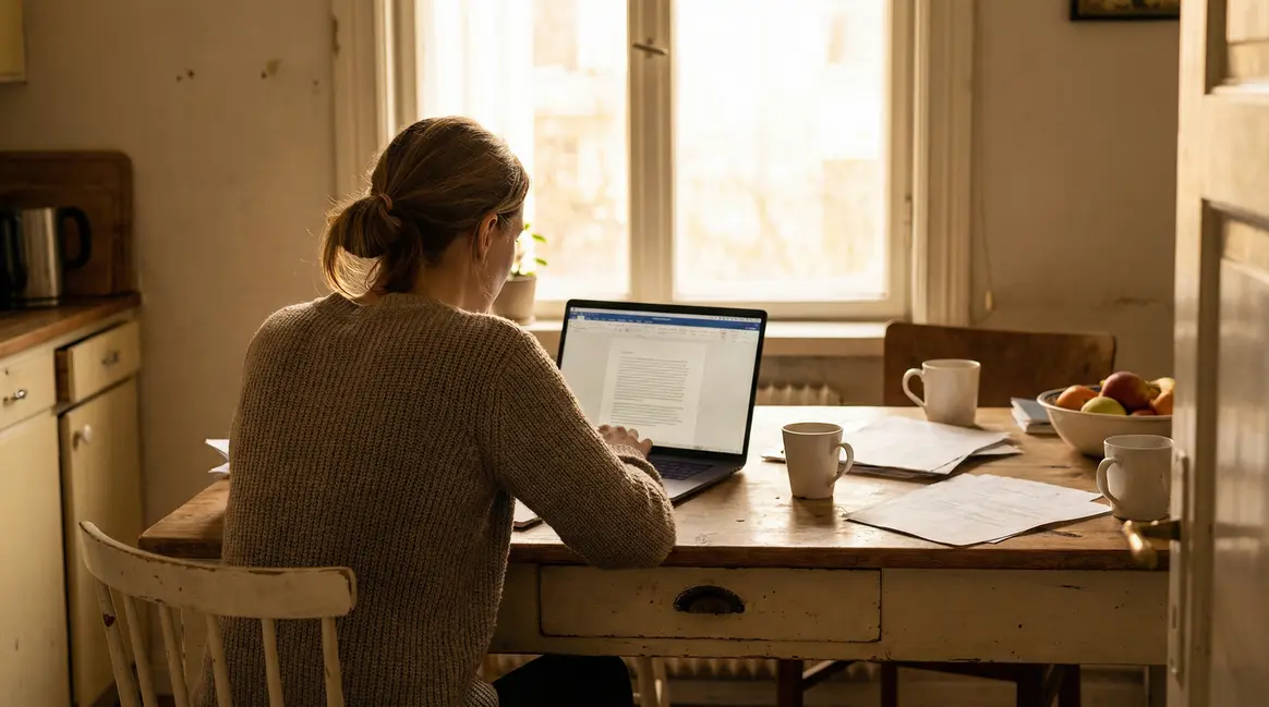 Femme vérifiant son relevé de carrière sur ordinateur
