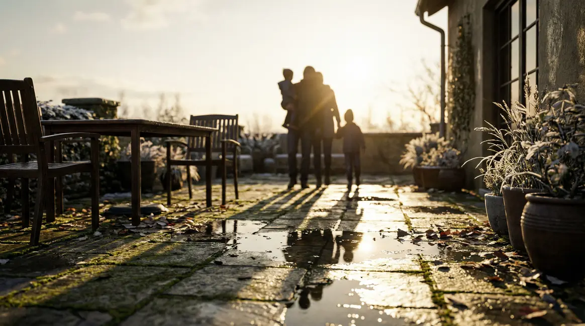 terrasse extérieure glissante hiver mousse famille