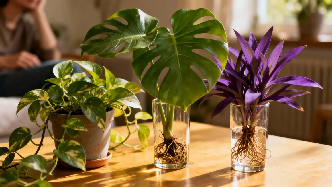 Pothos monstera tradescantia racines hiver facile