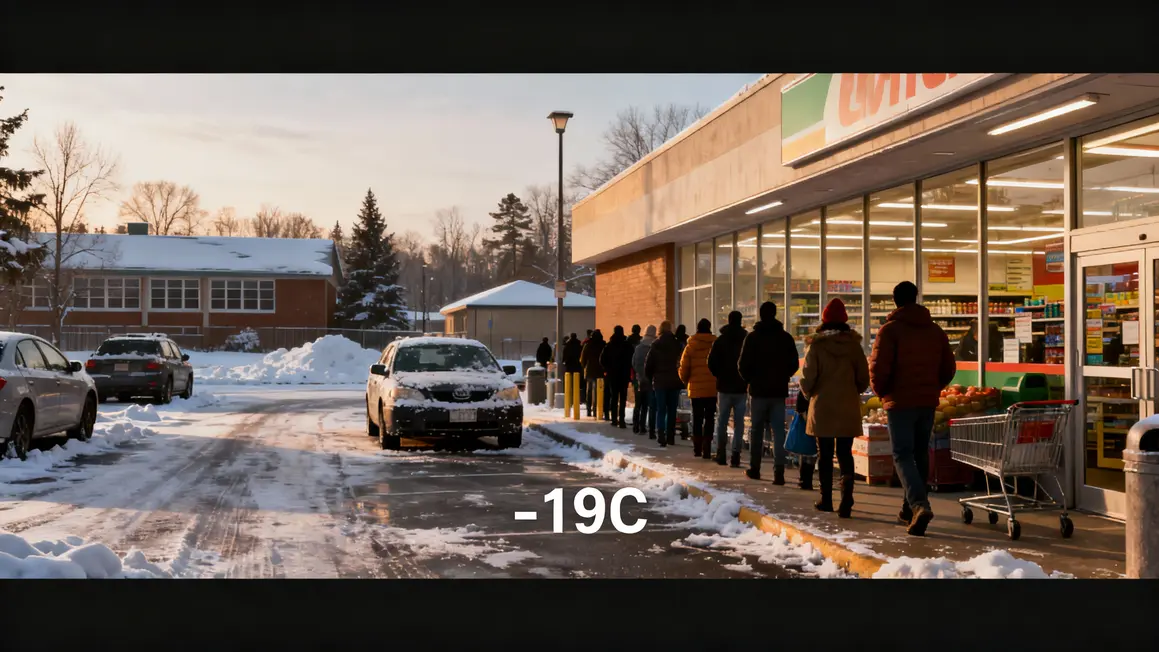 Banlieue Etats-Unis sous vague de froid, routes verglacées