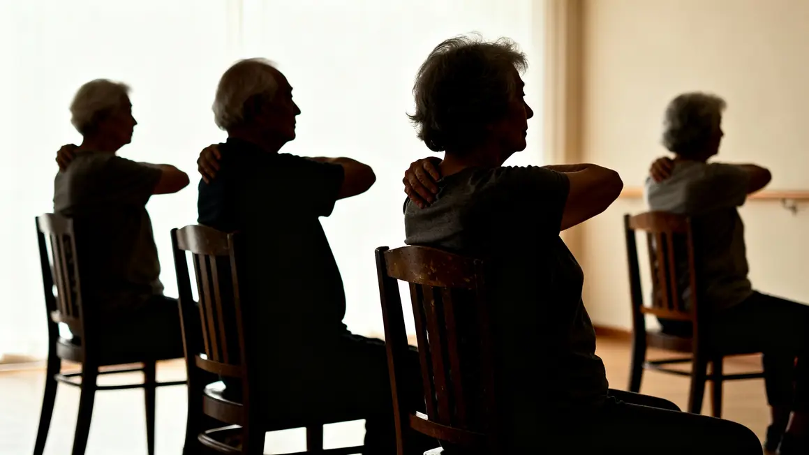 seniors etirent leur dos sur chaise