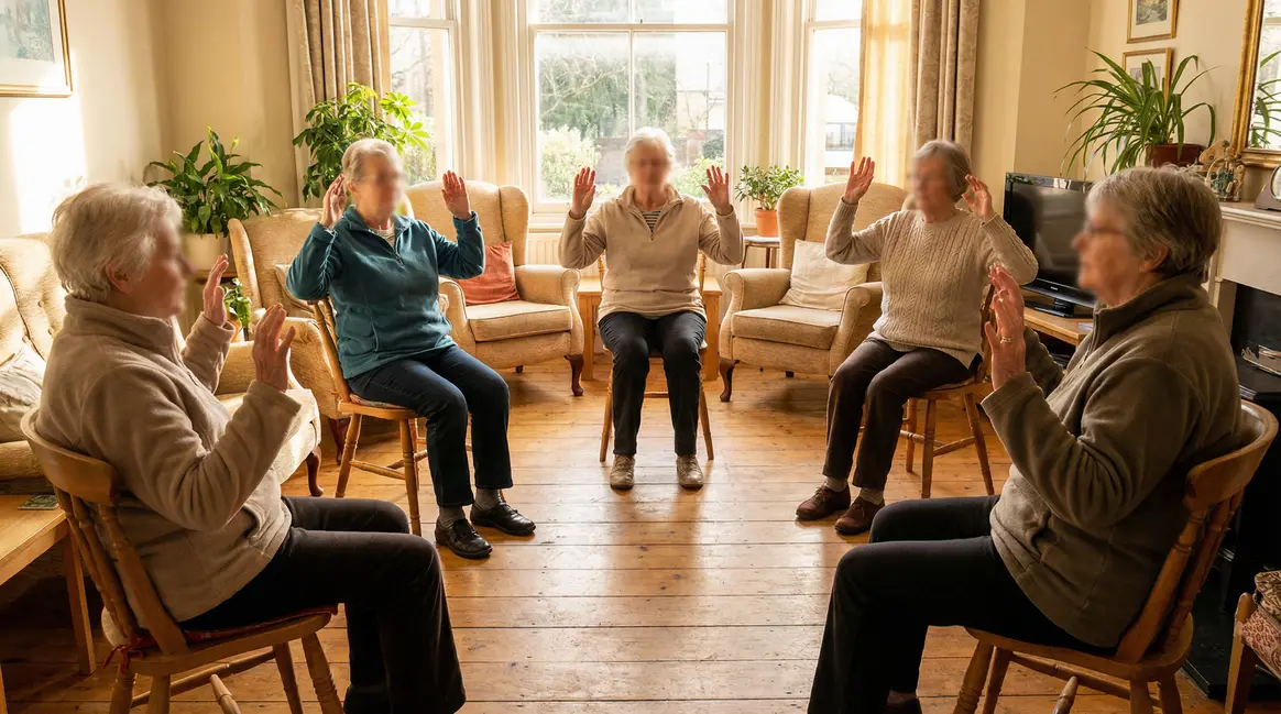 seniors pratiquent yoga sur chaise soulagement mal de dos