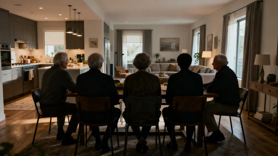 Vue de seniors dans un appartement partagé moderne à Saint-Nazaire