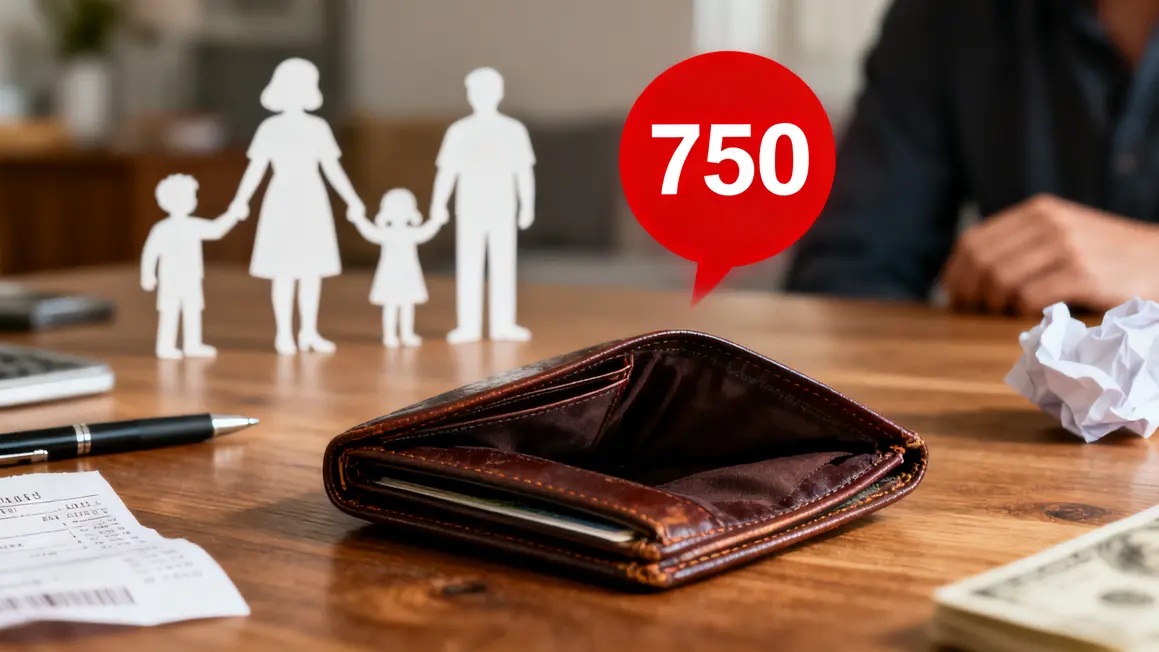portefeuille vide, famille stress, 750 euros assurance auto