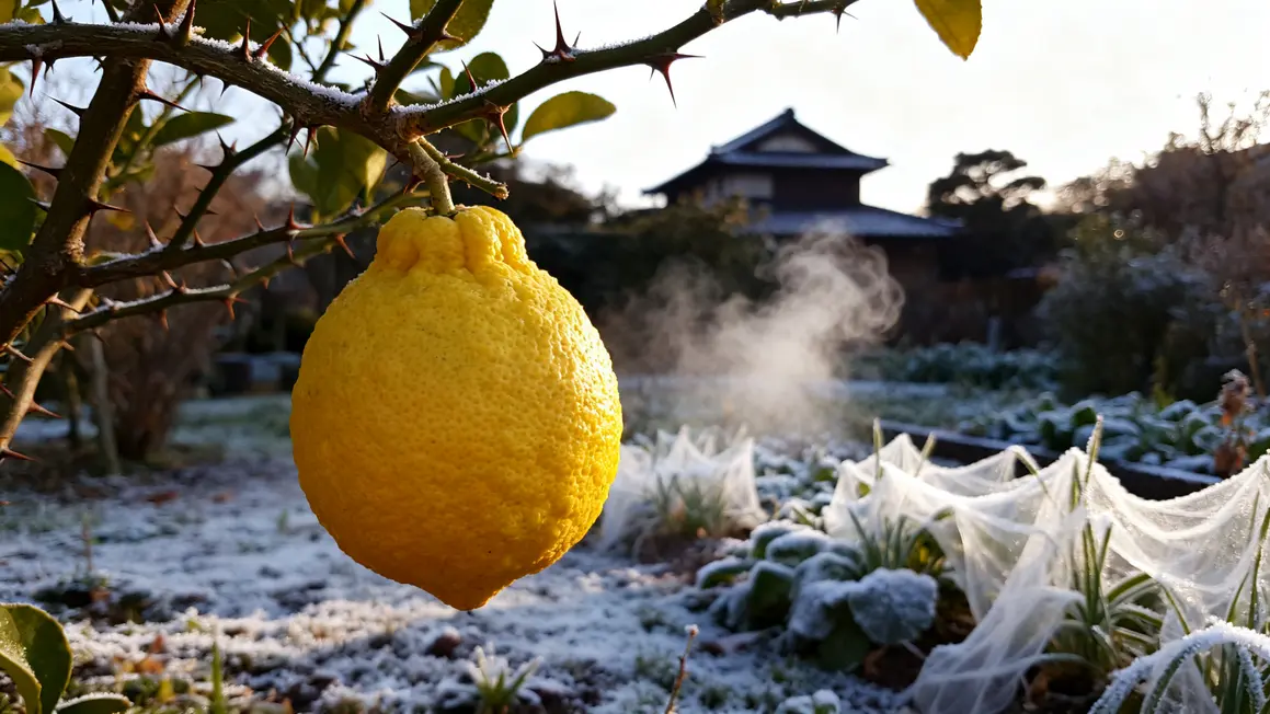 Branche yuzu fruits jaunes glace
