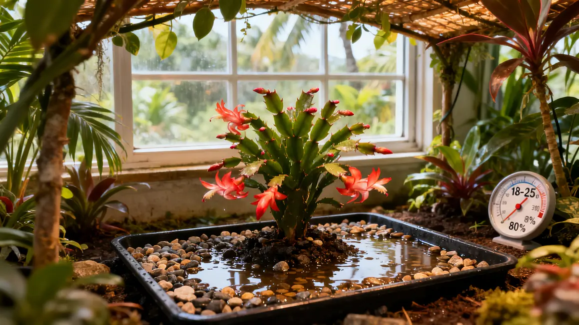 cactus de Noël Schlumbergera ambiance tropicale intérieure