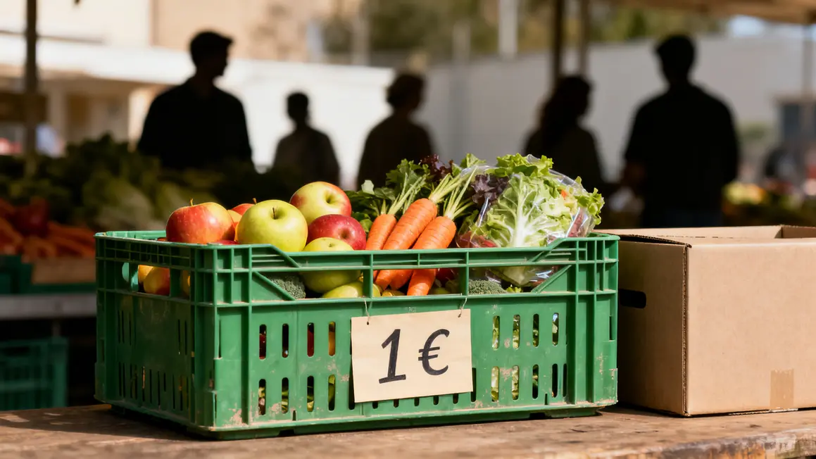 cagette carton vert Lidl fruits légumes 1 euro caisse