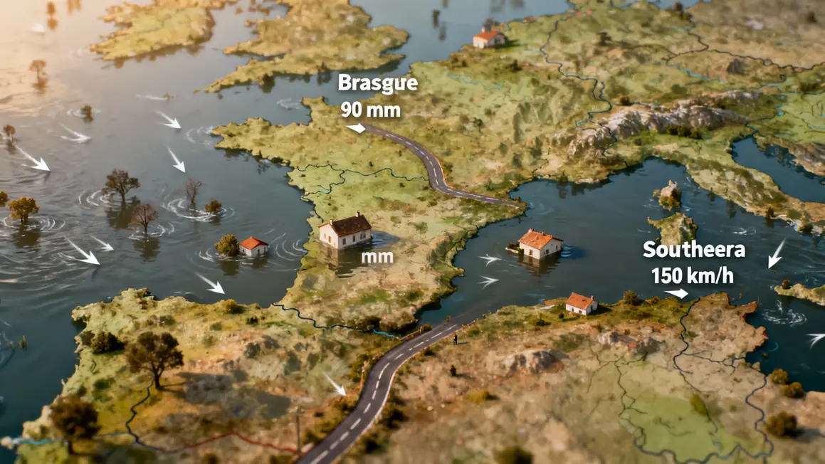 Carte inondations et chiffres Bretagne sud-est