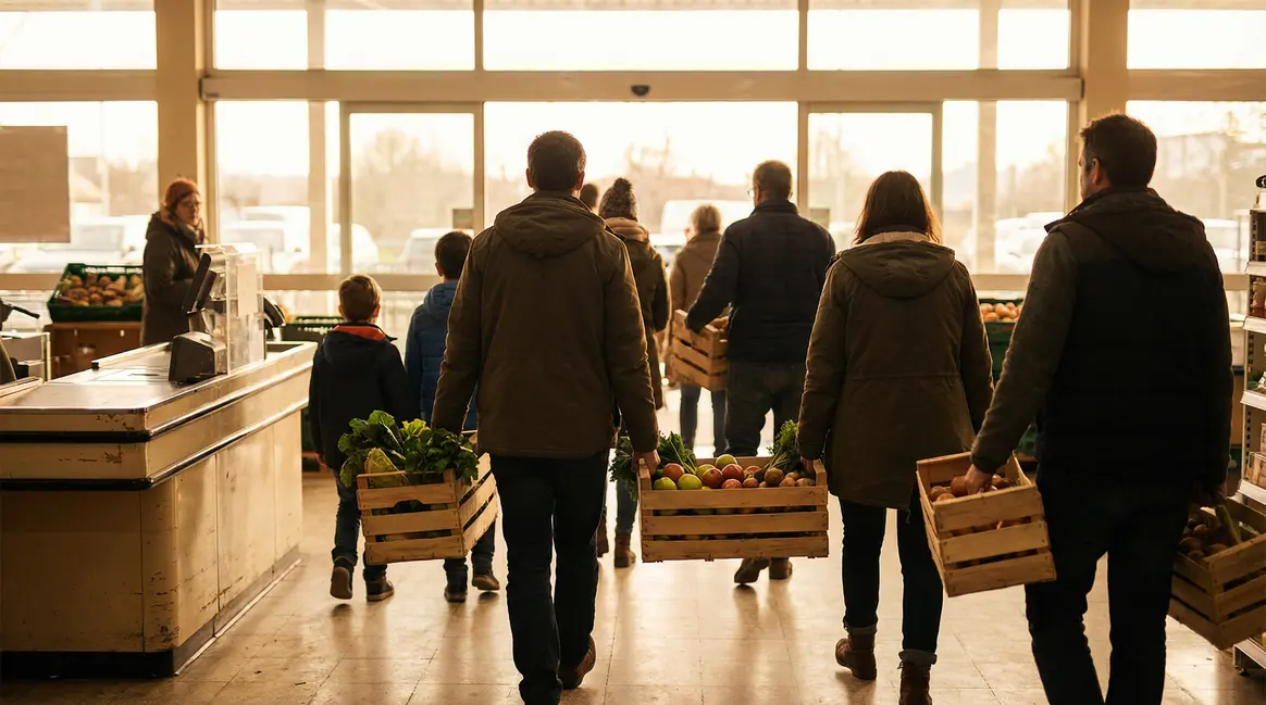 carton vert Lidl familles cagettes fruits légumes caisse