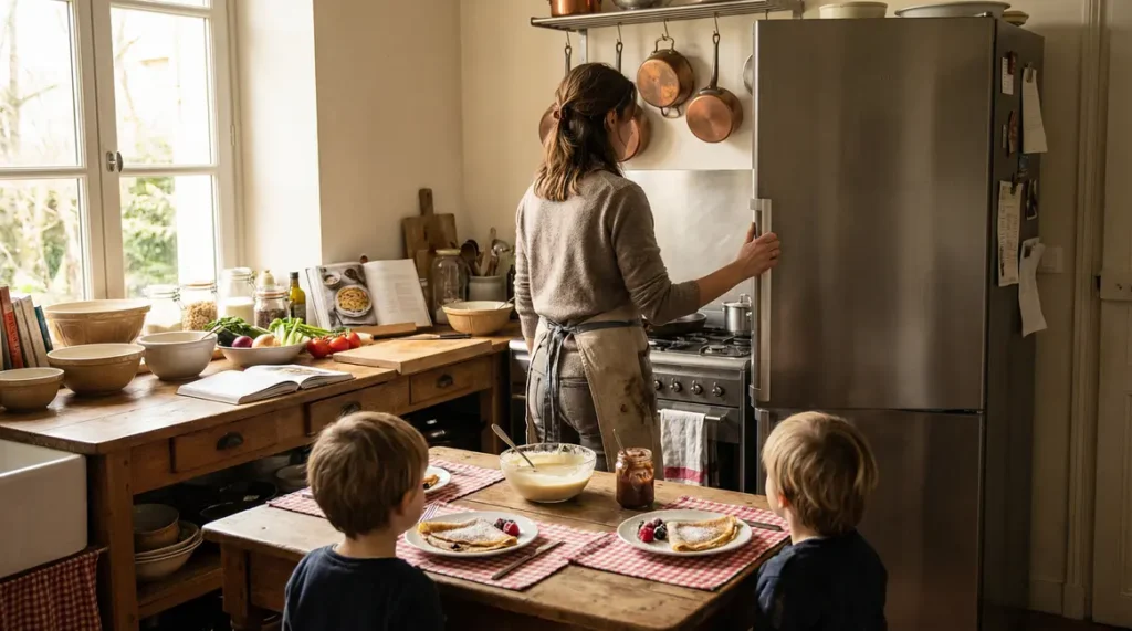 scene chandeleur cuisine frigo ferme famille ambiance crepes