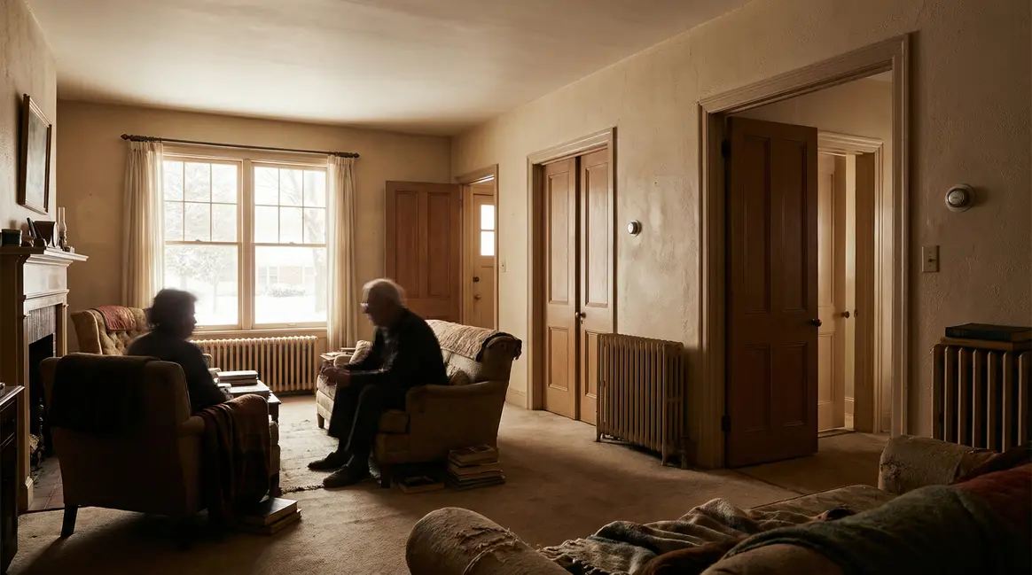 seniors dans maison chauffage hiver portes fermées radiateurs
