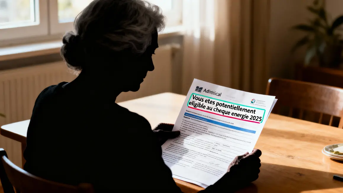 Feuille eligibilite cheque energie 2025 lue par femme agee