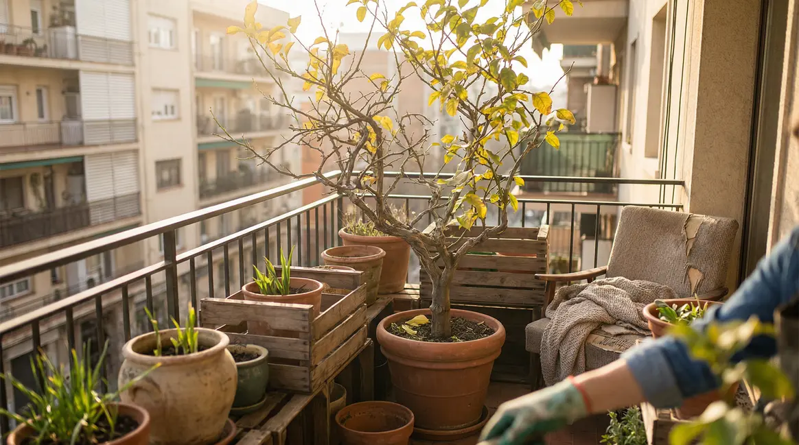 Citronnier balcon citadin feuilles jaunes renaissance végétale