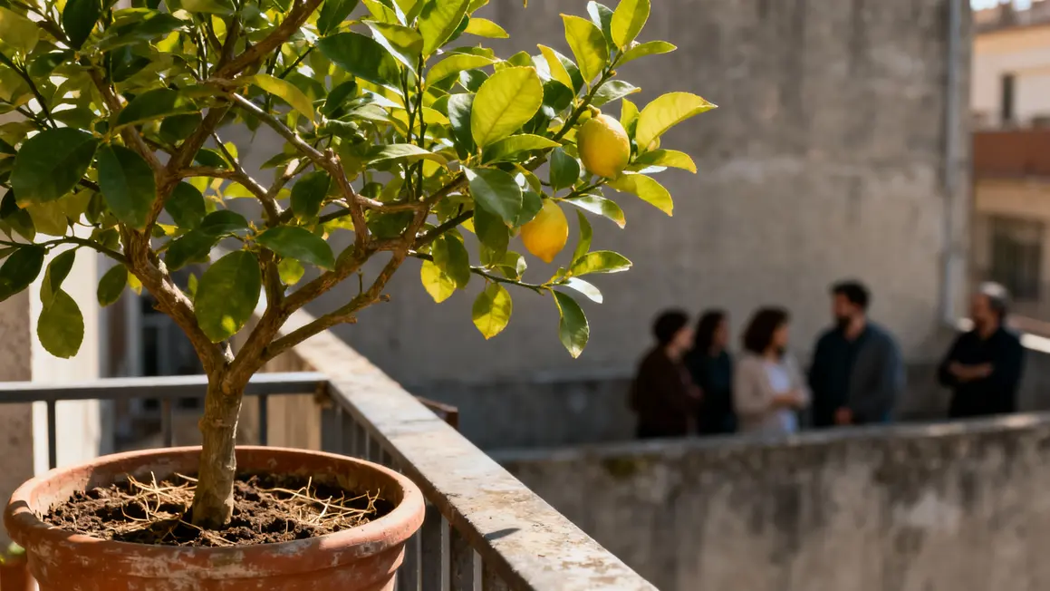 citronnier en pot branches feuillage abondant substrat sec