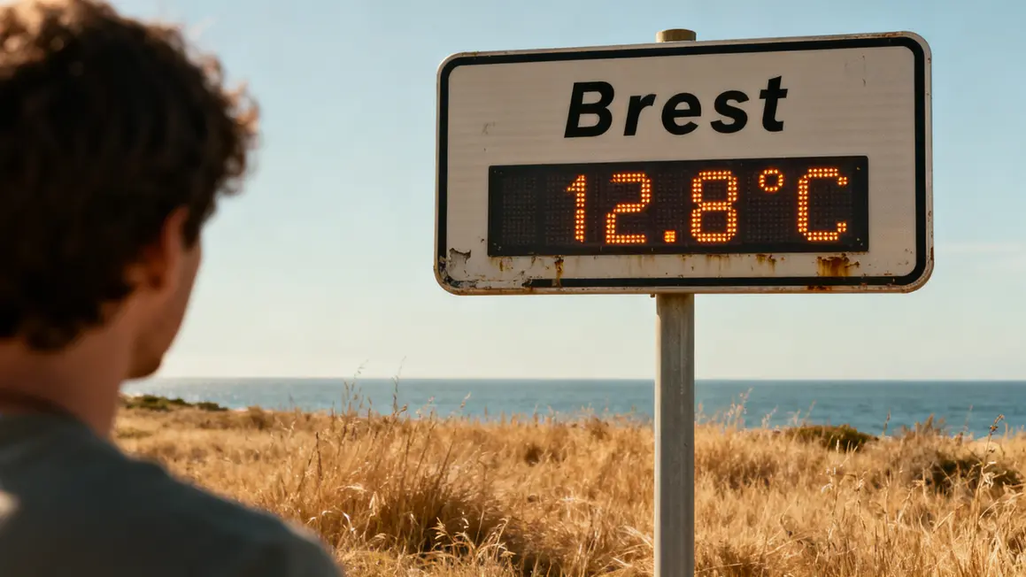 panneau Brest thermomètre sécheresse Bretagne