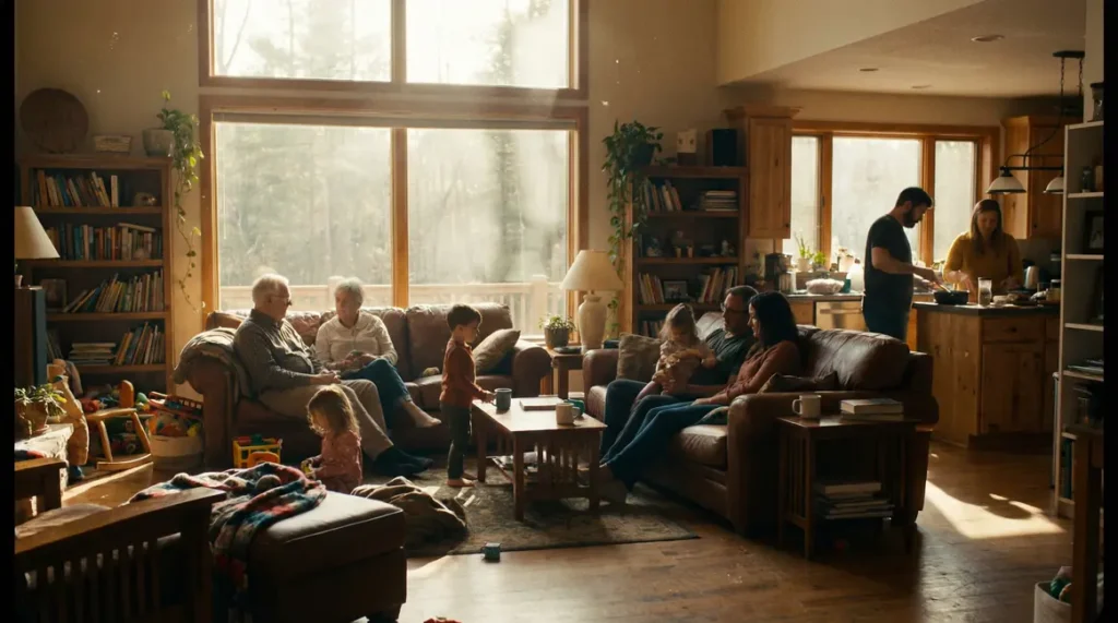 maison lumineuse cohabitation generations salon