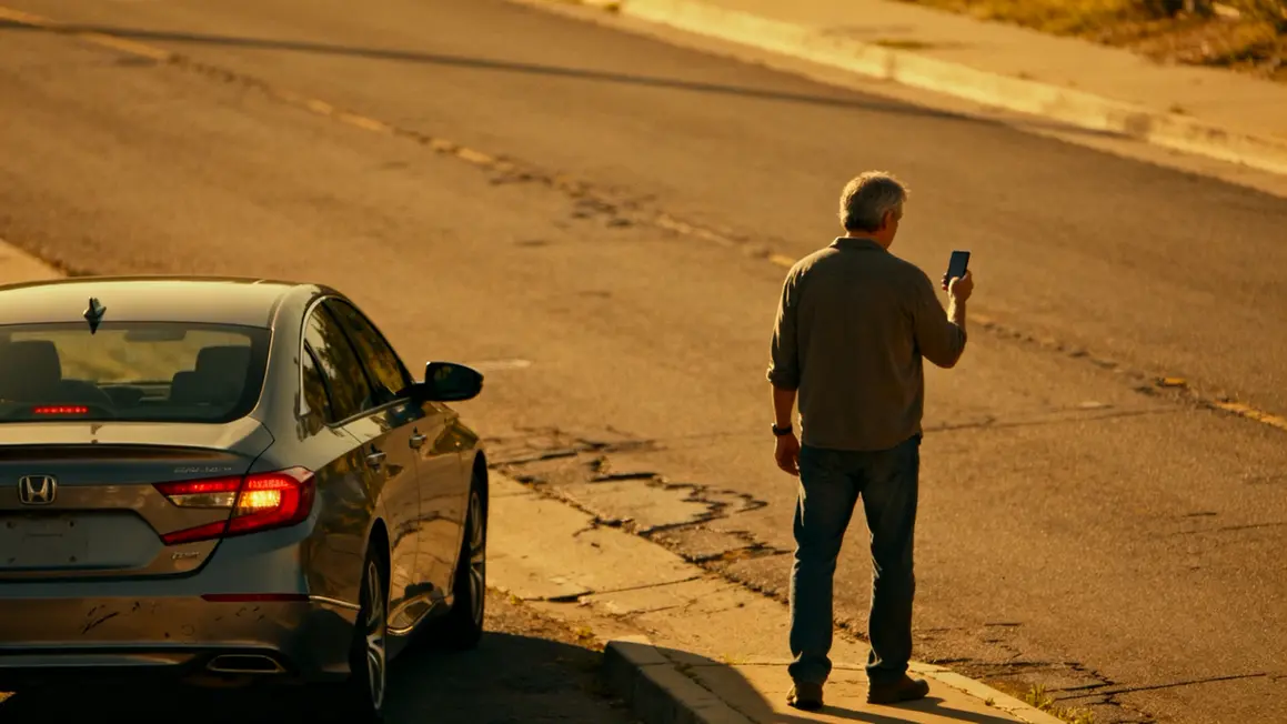 homme age smartphone voiture convoyage