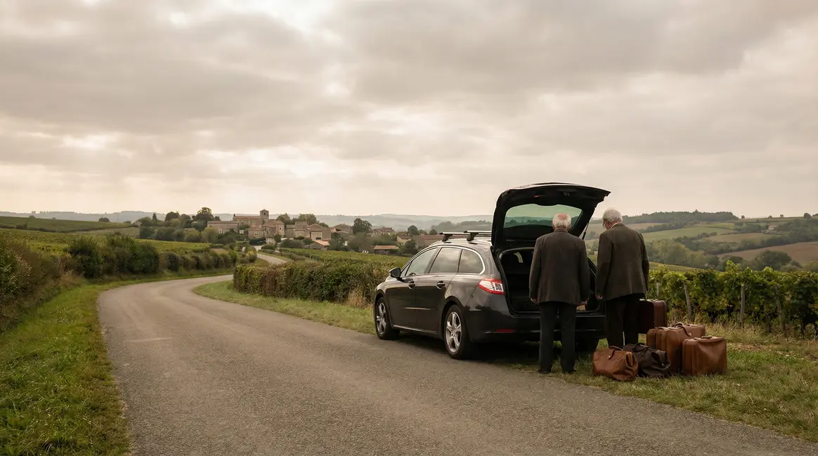 convoyage voiture seniors valises paysage france