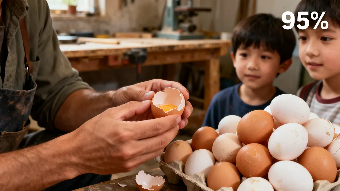 main tenant coquilles d'oeufs enfants recycle