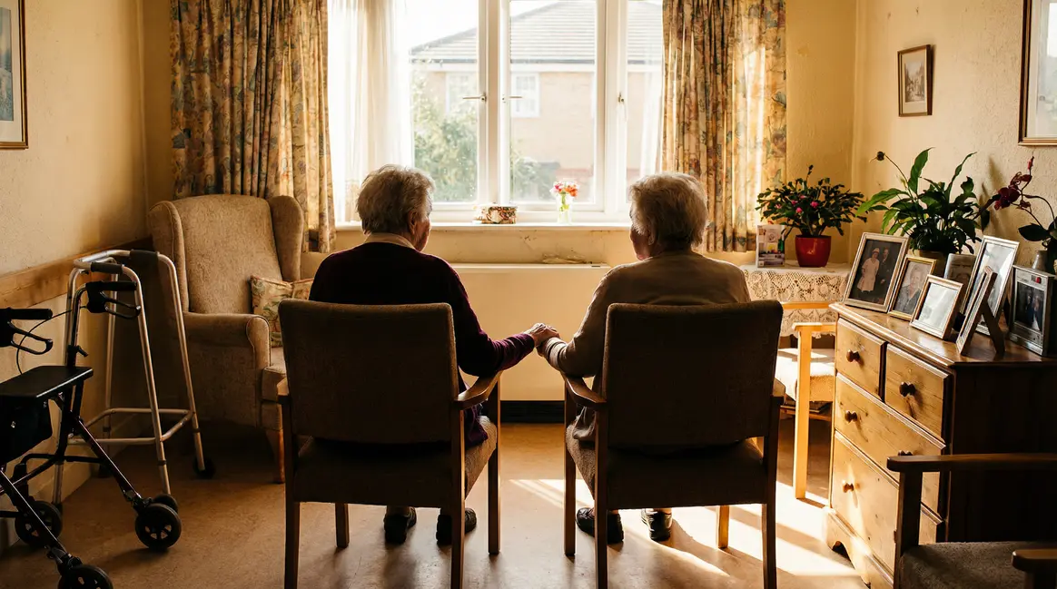 couple age ehpad chambre photorealiste