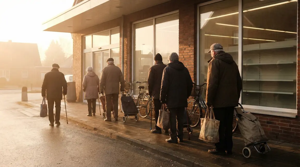 Scène matinale seniors supermarché cabas cannes