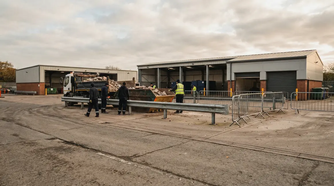 Vue sur une déchetterie moderne sécurisée
