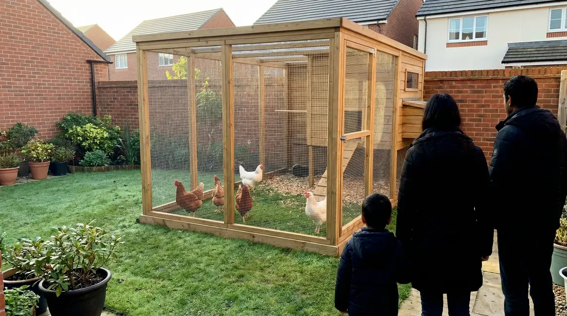 vue réaliste enclos poules 6 m² jardin urbain