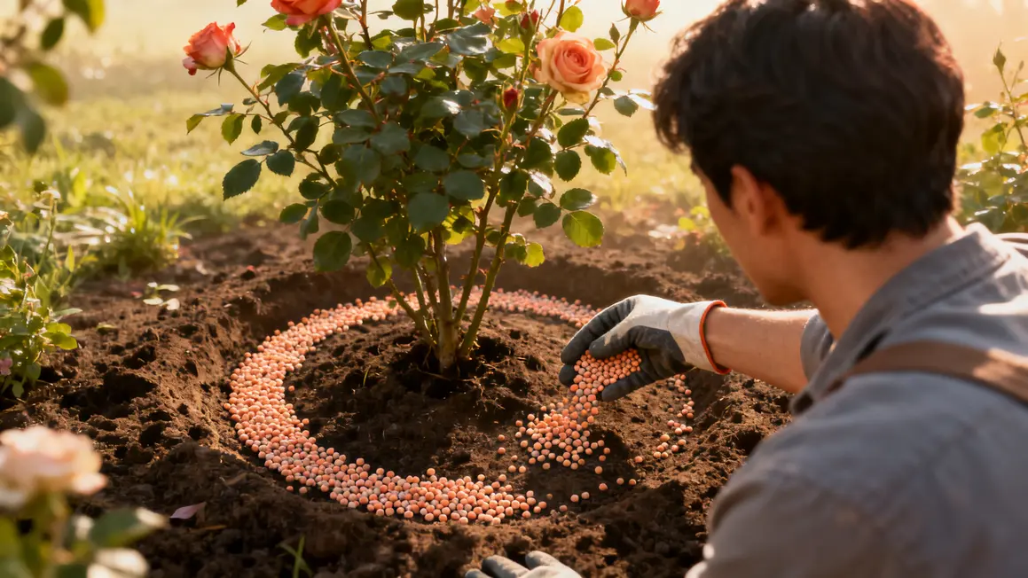 expert applique engrais granules rosier jardin