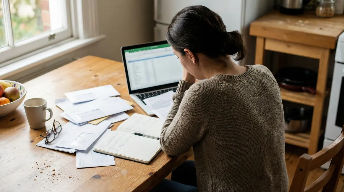 Femme analyse factures budget frais cachés