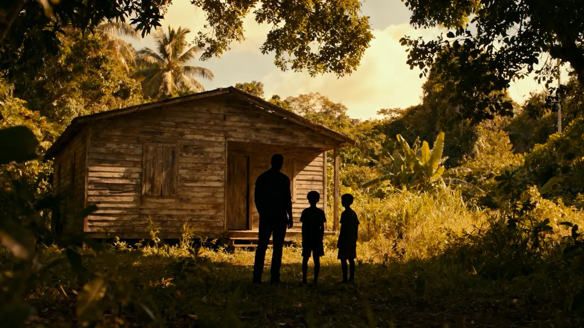 Famille unie cabane nature sauvage Guyane