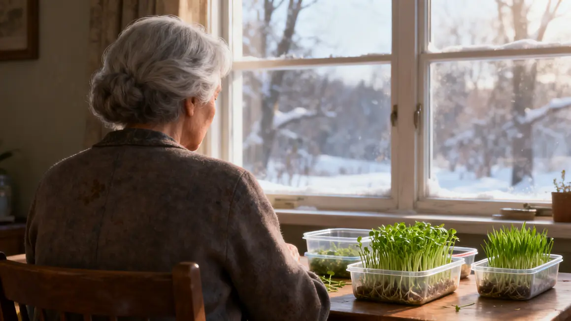 jardinière senior pousse verte boîte alimentaire hiver