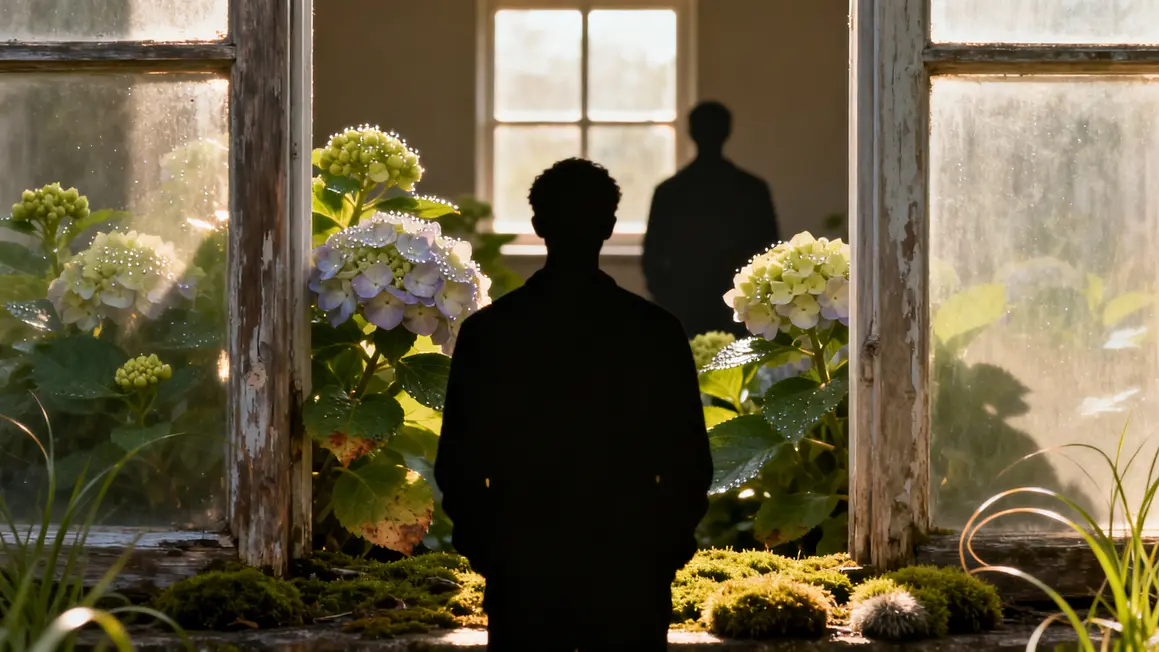 Silhouettes devant hortensias gestes de taille