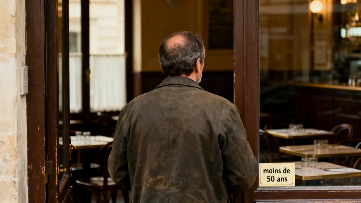 Homme âgé devant restaurant interdit 50 ans