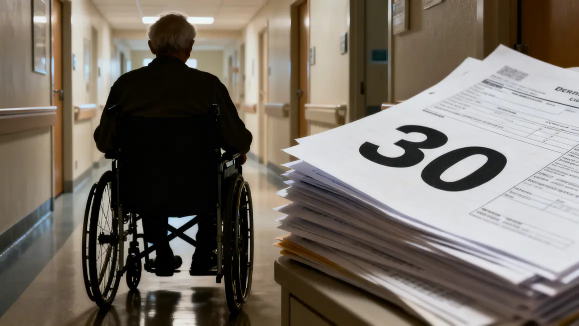 Personne agee fauteuil roulant papiers chiffre 30
